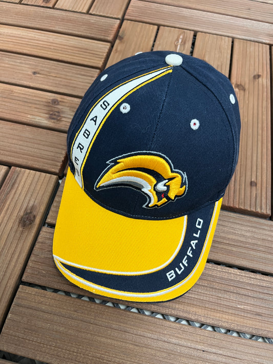 Buffalo Sabres Embroidered Graphic Hat | Strap Back | Vintage 2000s NHL Hockey Blue Cap |