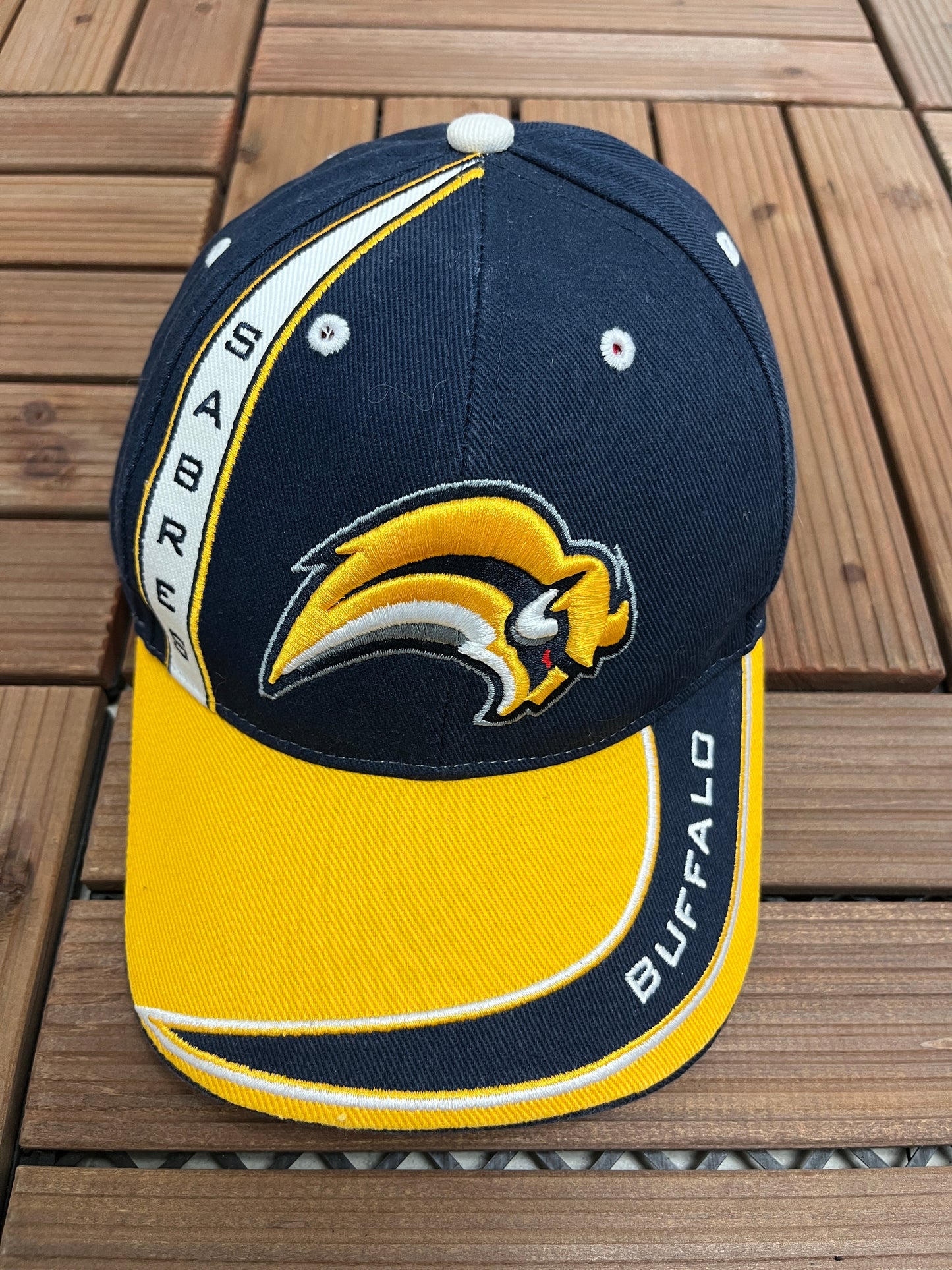 Buffalo Sabres Embroidered Graphic Hat | Strap Back | Vintage 2000s NHL Hockey Blue Cap |