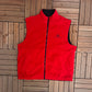 Budweiser Reversible Embroidered Graphic Fleece Vest Jacket | Size X-Large | Vintage 2000s Red Vest Coat |