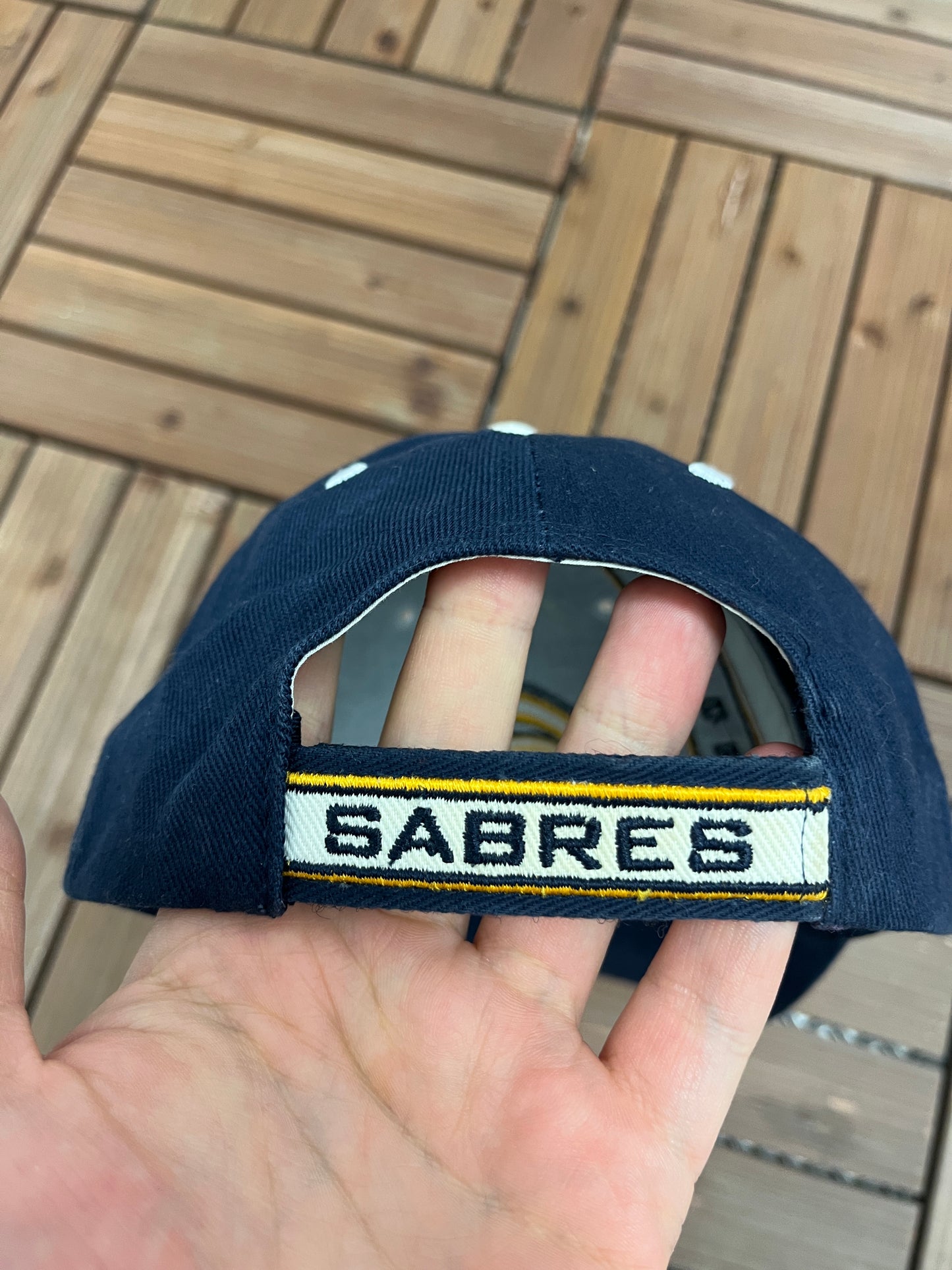 Buffalo Sabres Embroidered Graphic Hat | Strap Back | Vintage 2000s NHL Hockey Blue Cap |