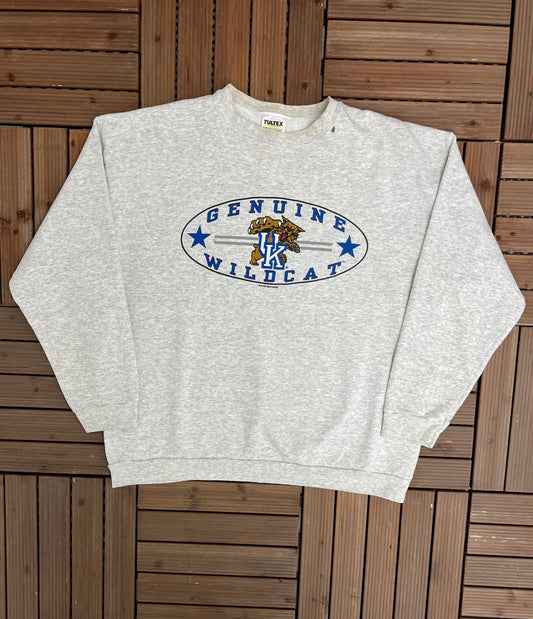 Kentucky Wildcats Graphic Crewneck | Size X-Large | Vintage 1990s College Sports Grey Sweater | Tultex Tag |