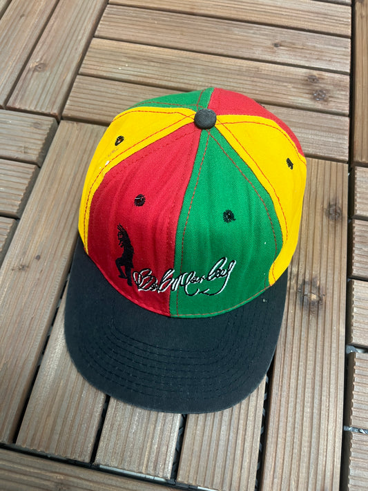 Bob Marley Embroidered Graphic Hat | Snap Back | Vintage 2000s Promotional Reggae Music Colourful Cap |