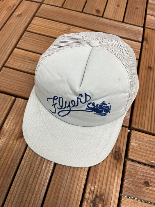 Flyer's Helicopter Graphic Hat | Adjustable With Snap Back | Vintage 1990s Promotional Trucker Grey Cap | Free Shipping to USA |