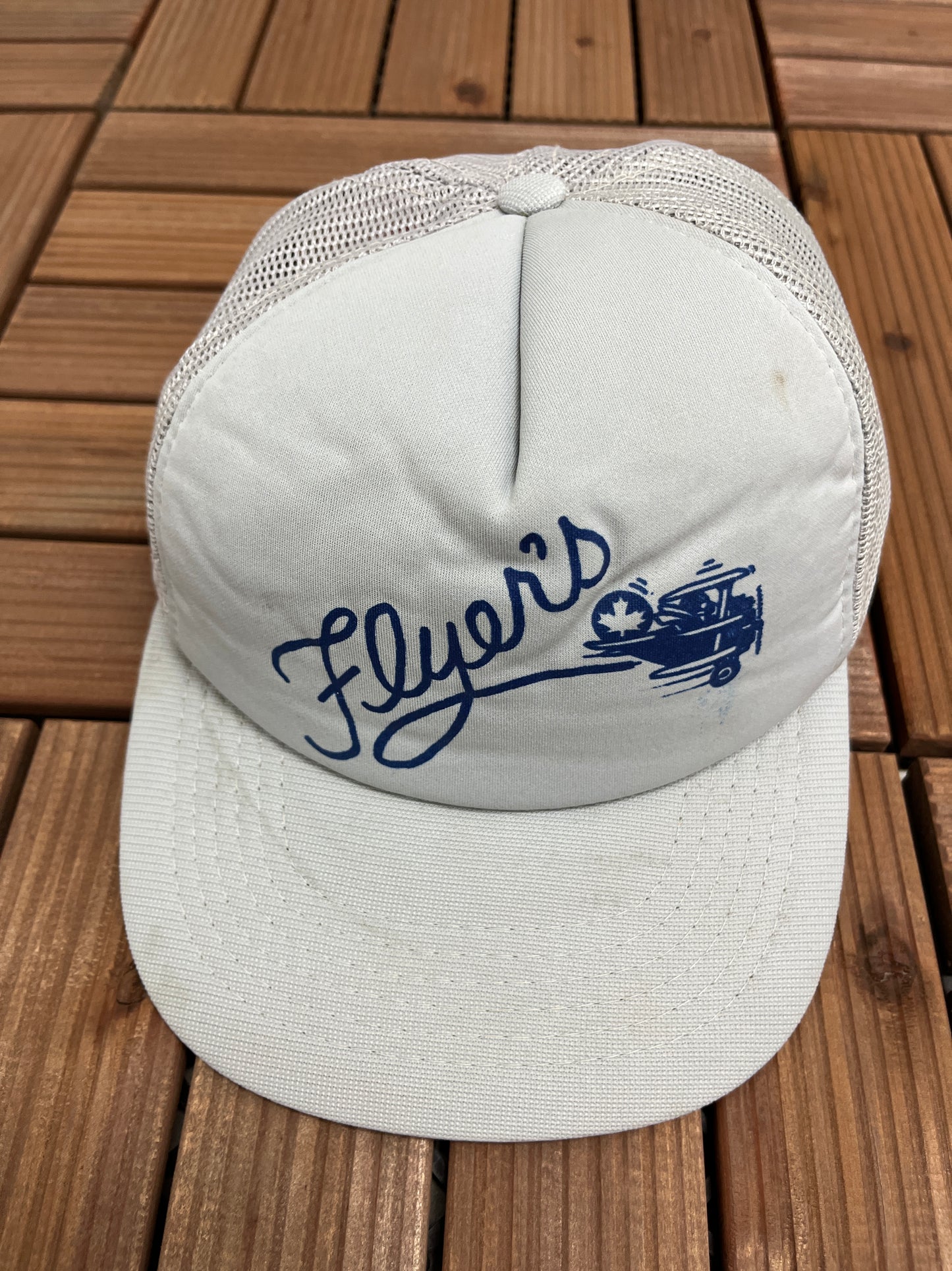 Flyer's Helicopter Graphic Hat | Adjustable With Snap Back | Vintage 1990s Promotional Trucker Grey Cap | Free Shipping to USA |