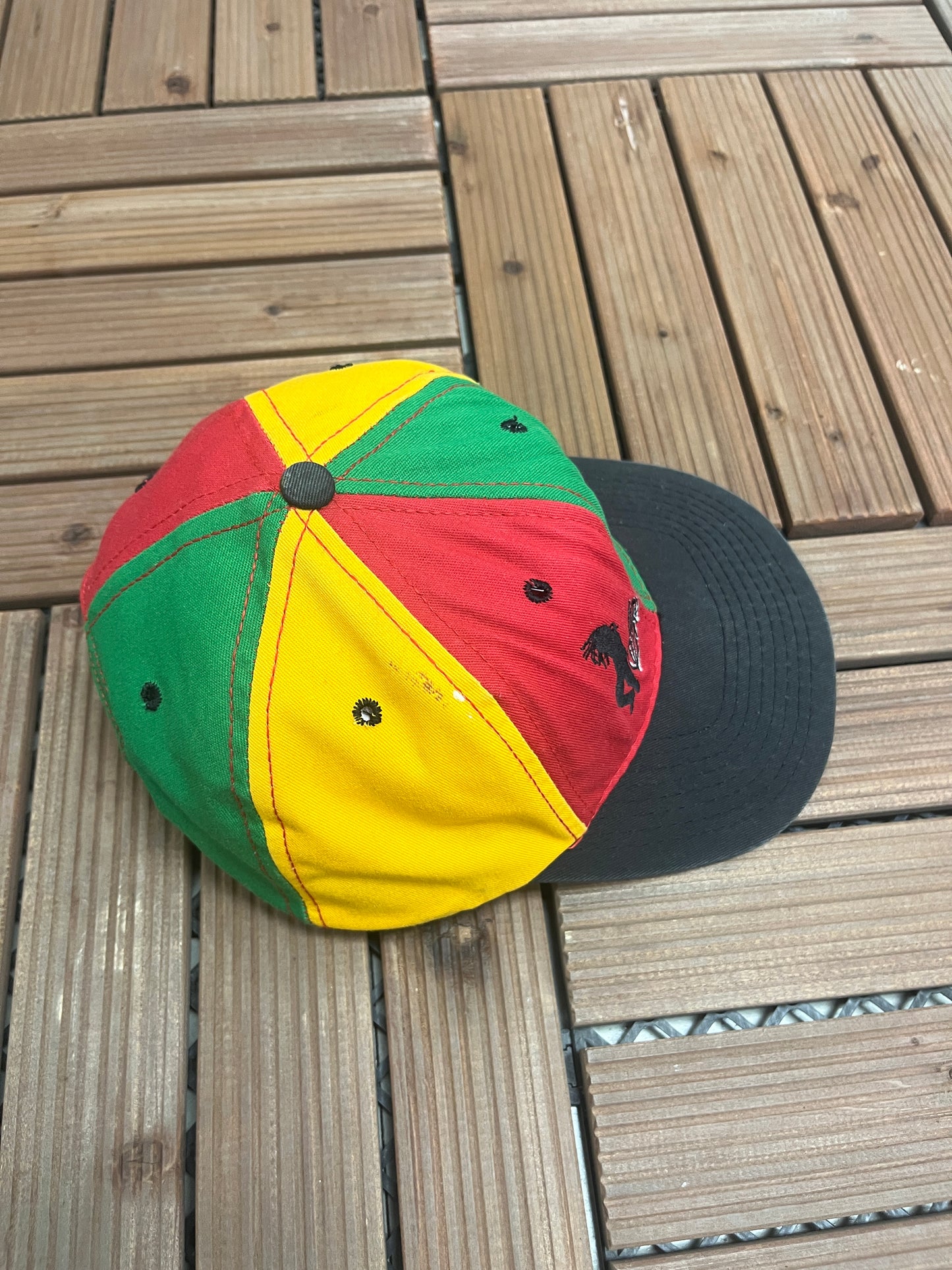 Bob Marley Embroidered Graphic Hat | Snap Back | Vintage 2000s Promotional Reggae Music Colourful Cap |