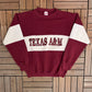 Texas A&M Aggies Graphic Crewneck | Size Large | Vintage 1990s University Red Sweater |