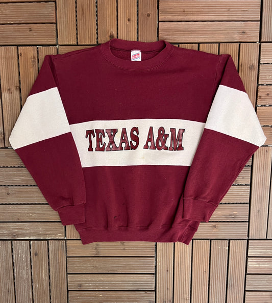 Texas A&M Aggies Graphic Crewneck | Size Large | Vintage 1990s University Red Sweater |