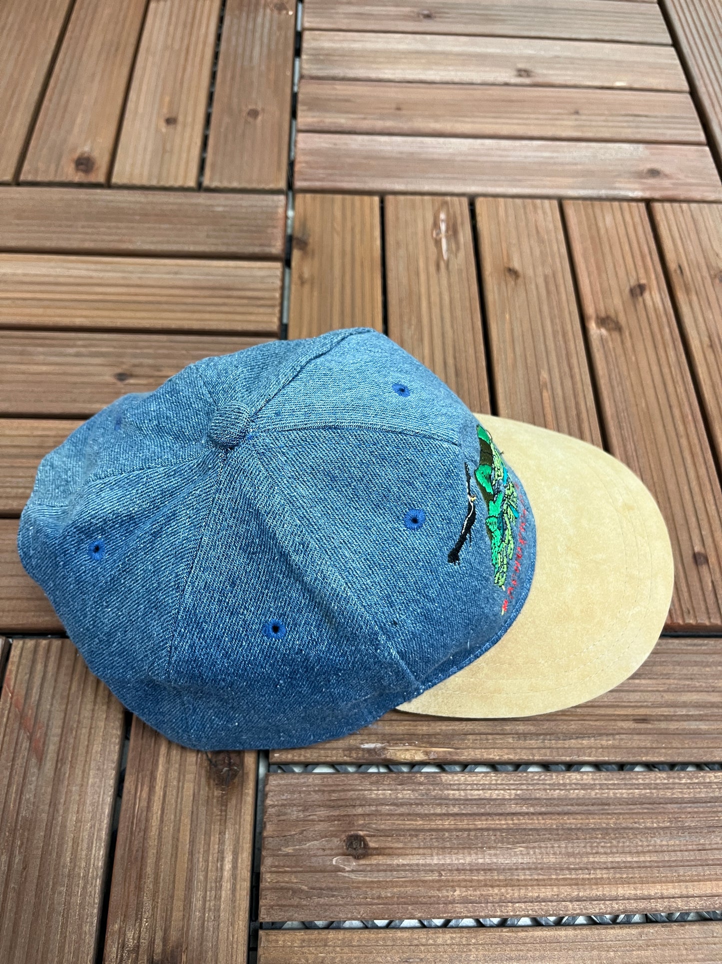 Machu Picchu, Peru Embroidered Graphic Hat | Strap Back | Vintage 2000s Tourist Denim Cap |