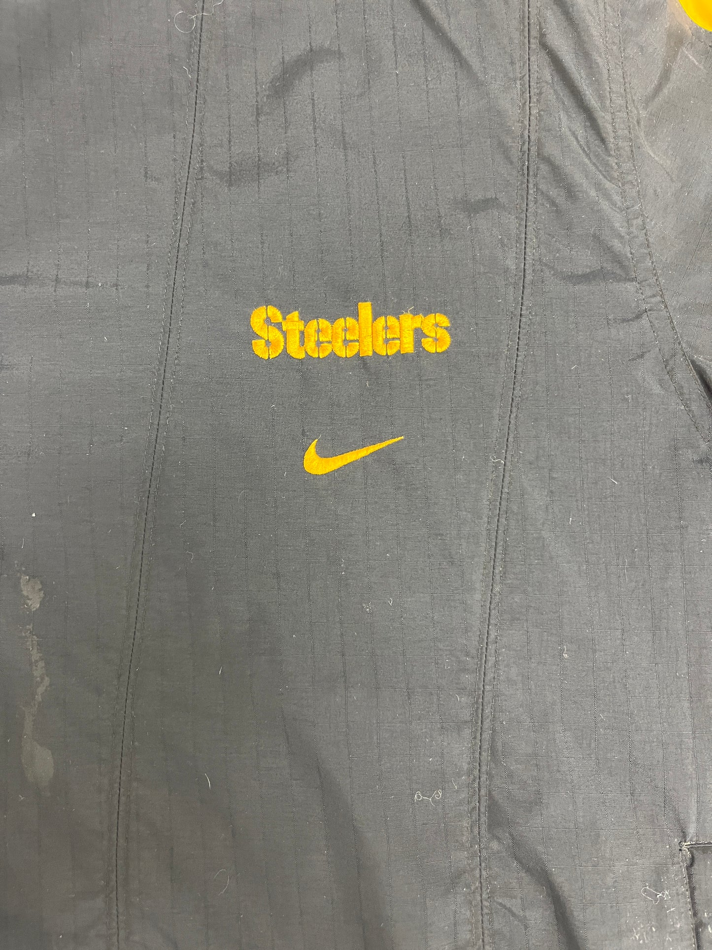 Pittsburgh Steelers Nike Graphic Windbreaker | Size XX-Large | Vintage 1990s NFL Football Black Puffer Jacket |