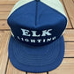 Elk Lighting Graphic Hat | Snap Back | Vintage 1990s Promotional Trucker Blue Cap |
