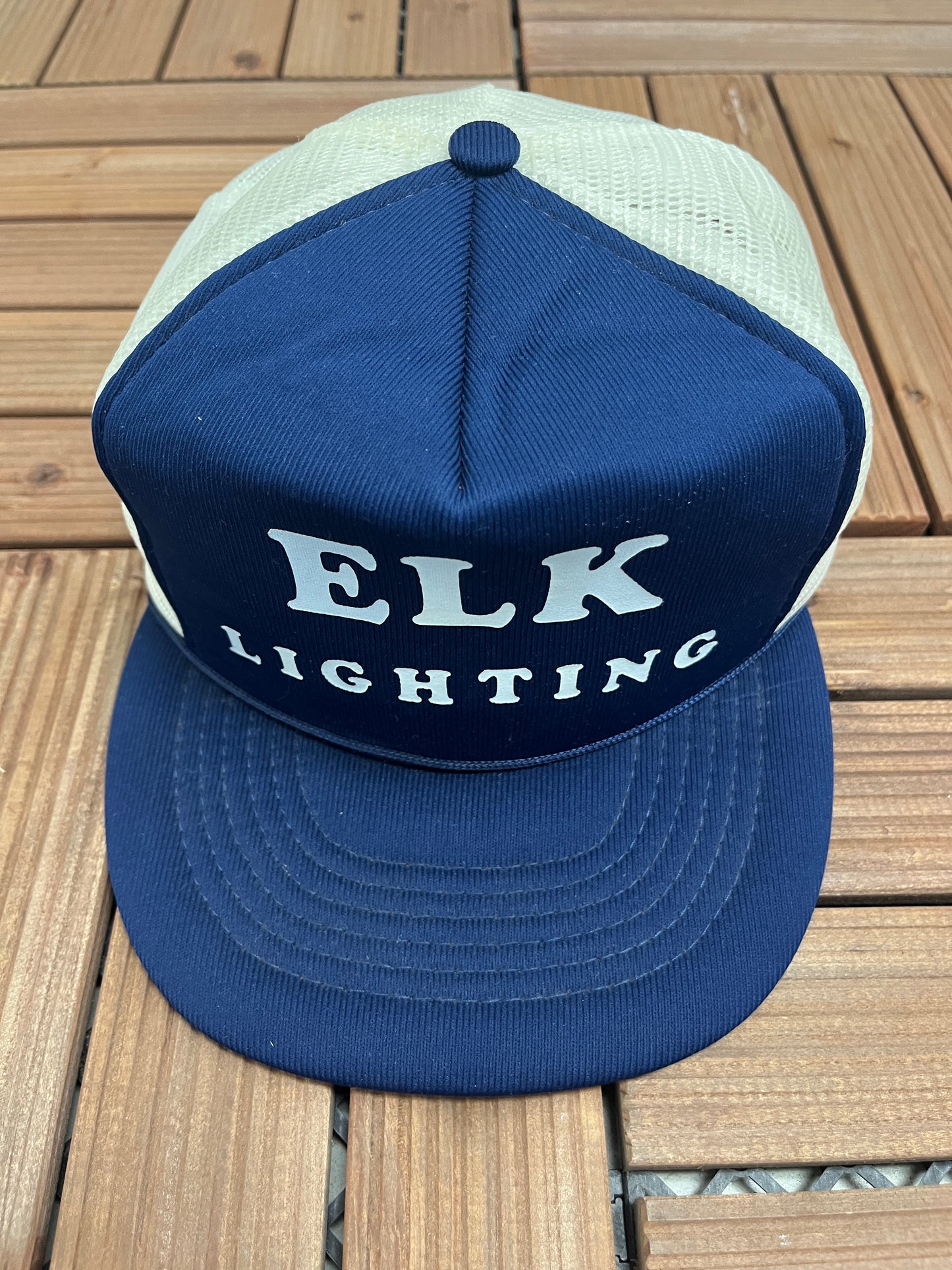 Elk Lighting Graphic Hat | Adjustable With Snap Back | Vintage 1990s Promotional Trucker Blue Cap | Free Shipping to USA |