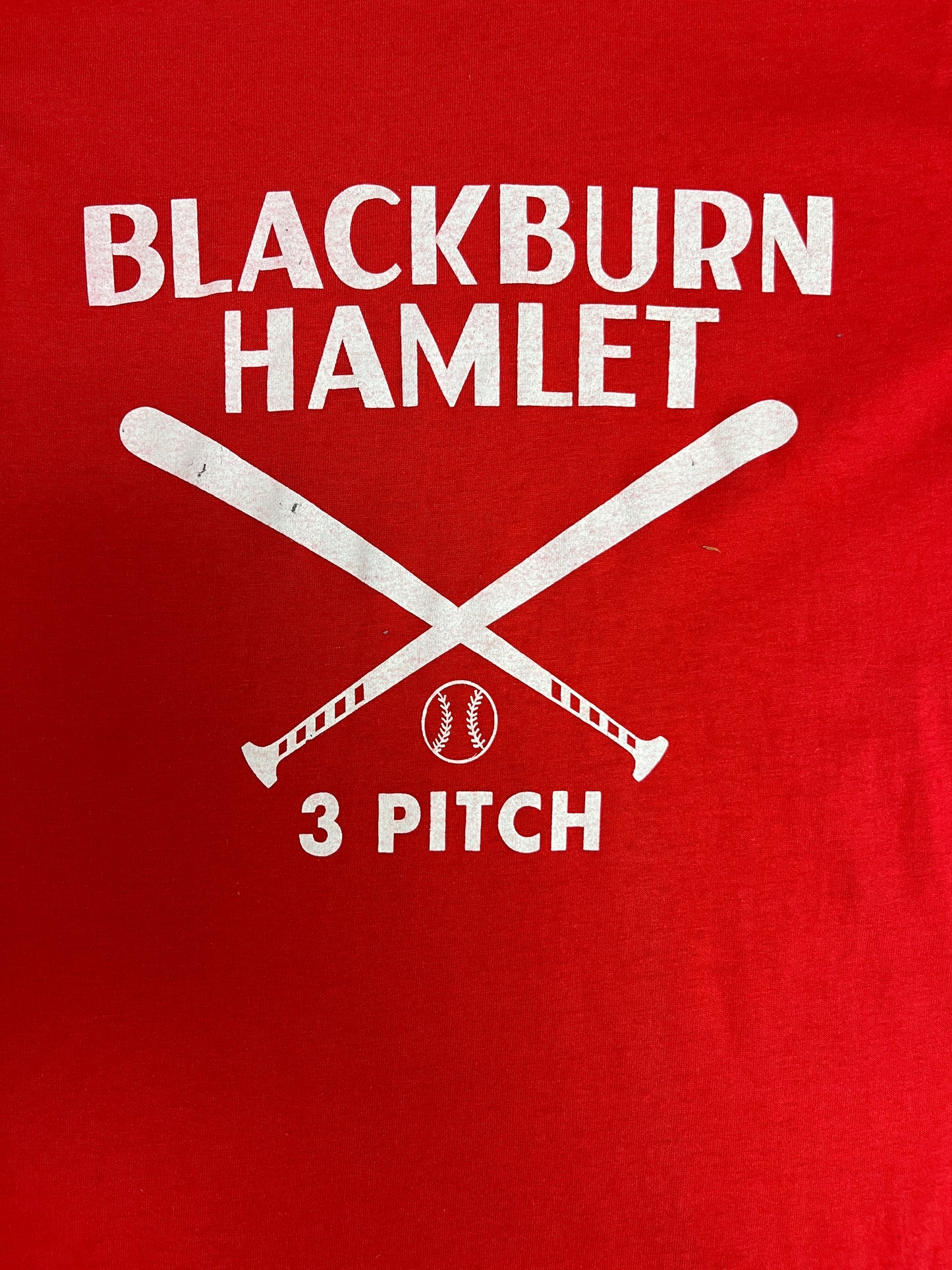 Blackburn Hamlet 3 Pitch Graphic Tee | Size Medium | Vintage 1990s Baseball Red T-Shirt | Made in Canada |