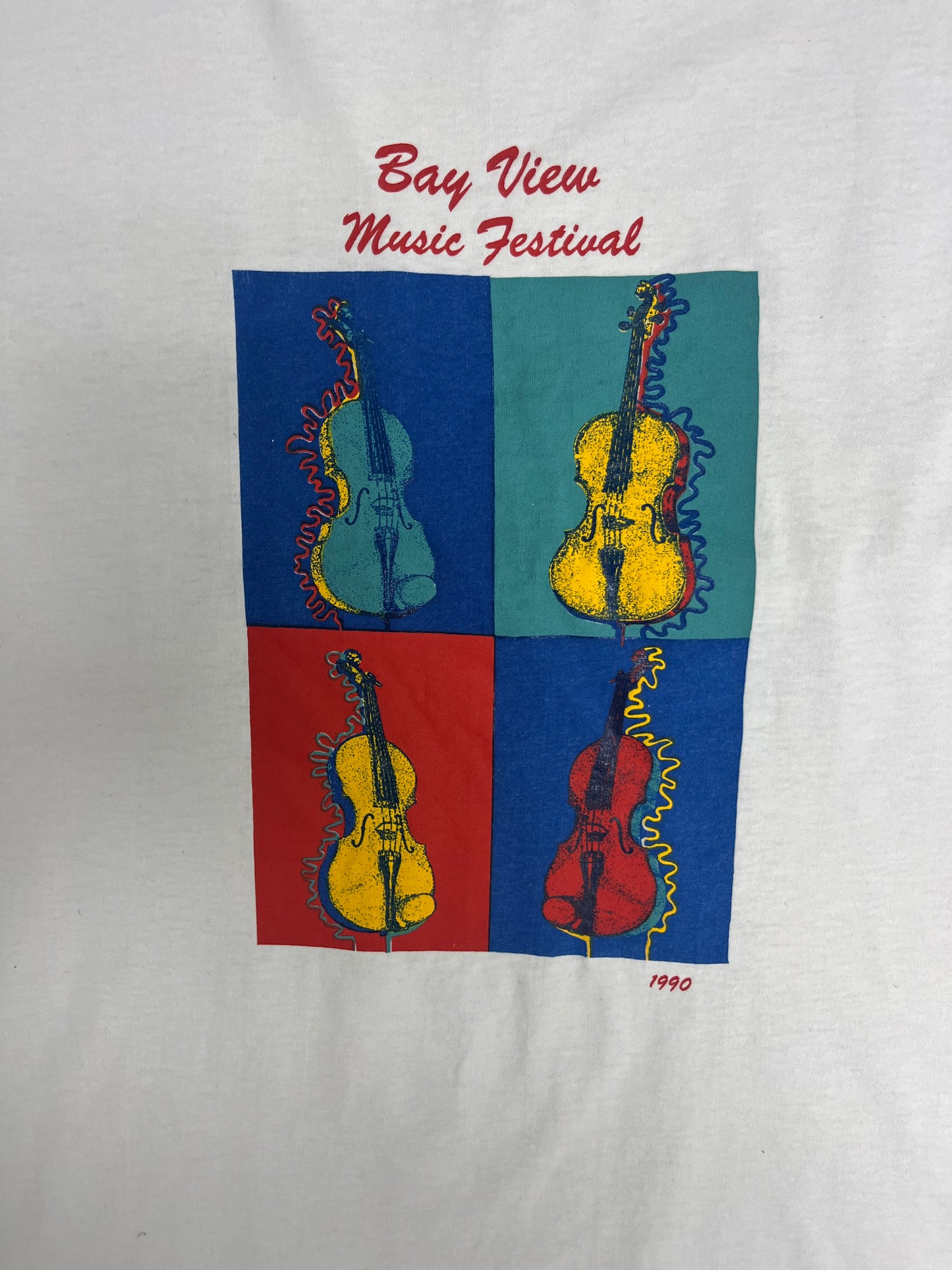 Bay View Music Festival 1990 Graphic Tee | Size X-Large | Vintage 1990s Music Festival White T-Shirt |