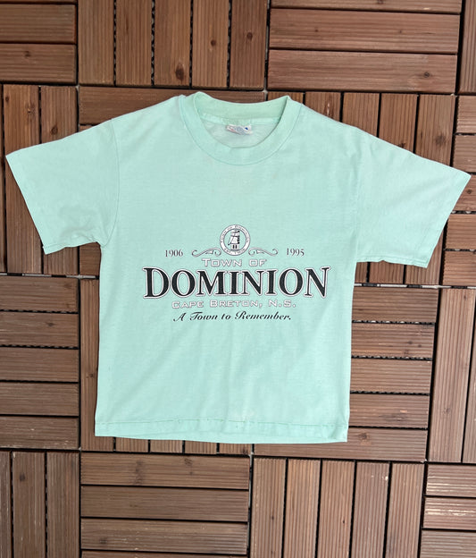 Dominion Cape Breton, Nova Scotia Graphic Tee | Size Small | Vintage 1990s Tourist Blue T-Shirt |