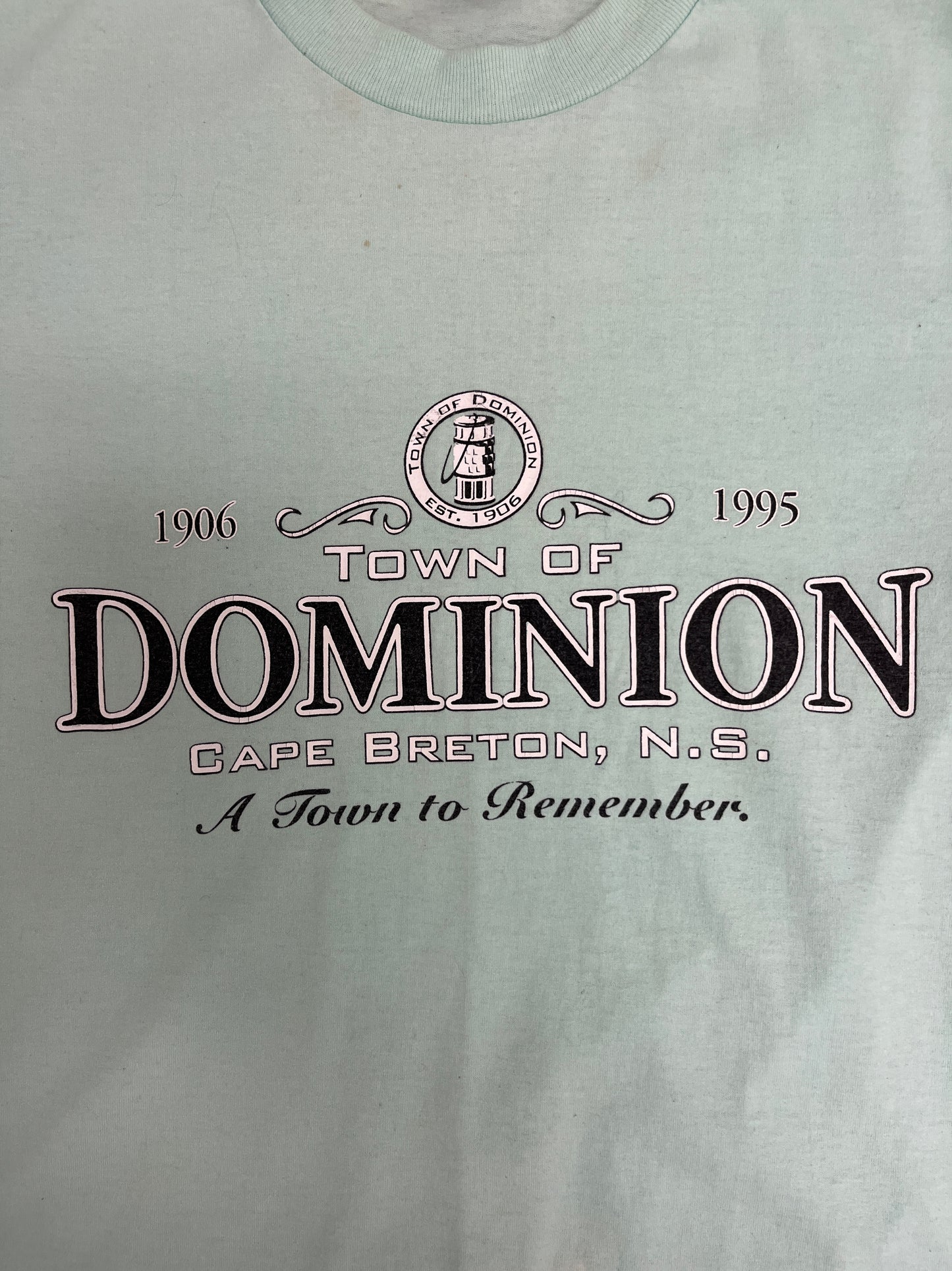 Dominion Cape Breton, Nova Scotia Graphic Tee | Size Small | Vintage 1990s Tourist Blue T-Shirt |