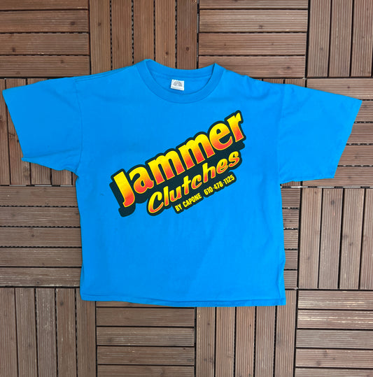 Jammer Clutches by Capone Graphic Tee | Size XX-Large | Vintage 1990s Promotional Blue T-Shirt |