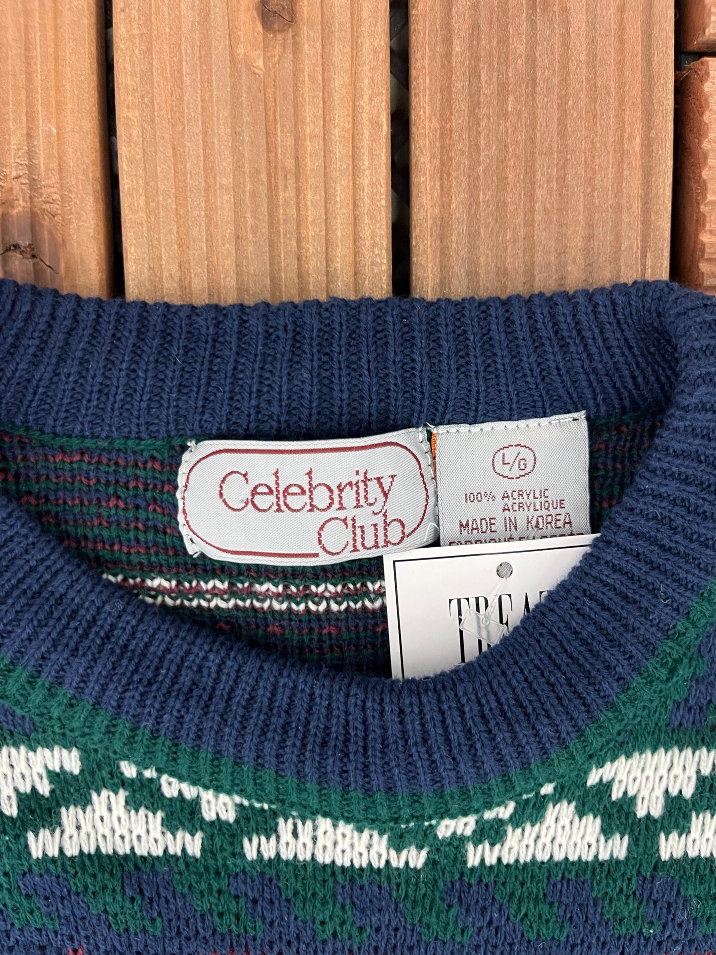 Celebrity Club Abstract Striped Knit Sweater | Size Large | Vintage 1990s Colourful Pattern Sweatshirt |