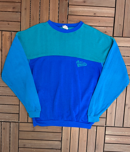 Athletic Dunlop Sports Graphic Crewneck | Size Medium | Vintage 1990s Tennis Branded Blue Sweater |