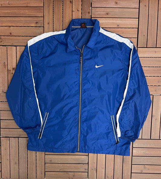 Nike Small Embroidered Logo Windbreaker Jacket | Size XX-Large | Vintage 2000s Branded Zip Up Windbreaker |