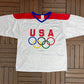 United States Olympics Graphic Hockey Jersey | Size X-Large | Vintage 1990s Mesh White Jersey |