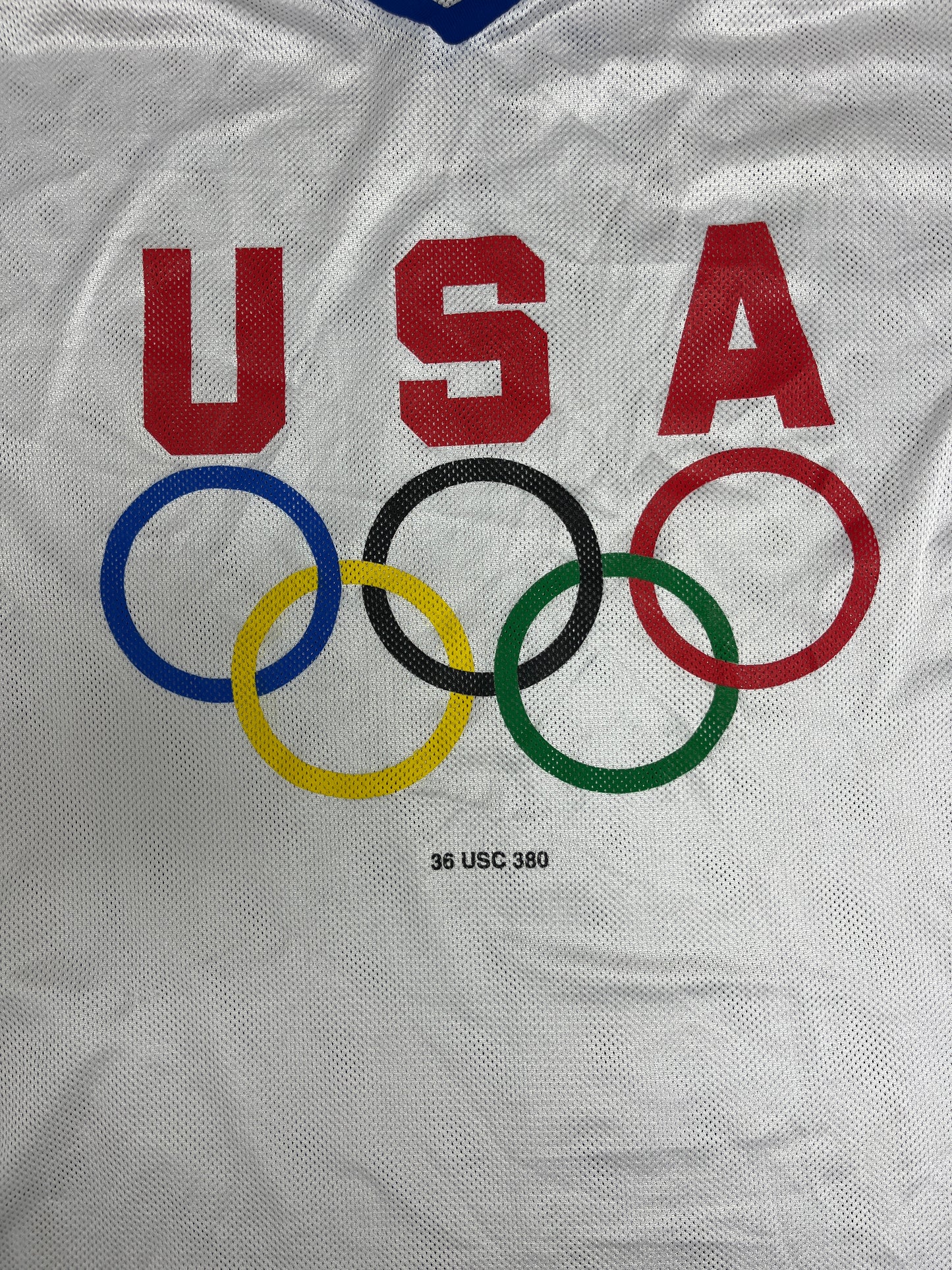 United States Olympics Graphic Hockey Jersey | Size X-Large | Vintage 1990s Mesh White Jersey |