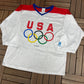 United States Olympics Graphic Hockey Jersey | Size X-Large | Vintage 1990s Mesh White Jersey |