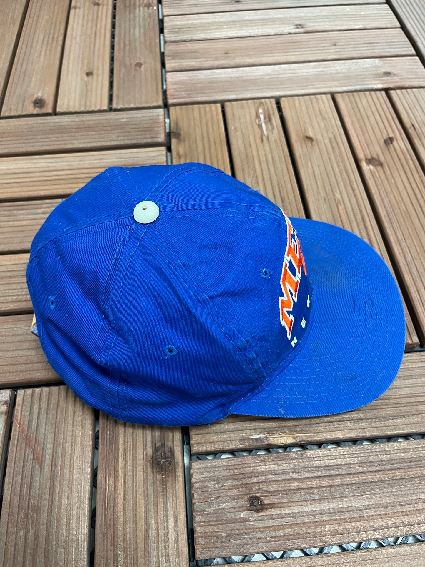 New York Mets Graphic Hat | Snap Back | Vintage 2000s MLB Baseball Blue Cap |