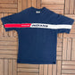 Cleveland Indians Embroidered Graphic Tee | Size Medium | Vintage 1990s MLB Baseball Blue T-Shirt |