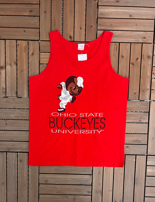 Ohio State Buckeyes Brutus Graphic Tee | Size Large | Vintage 1990s Single Stitch College Red Tank Top T-Shirt | Free Shipping to USA |