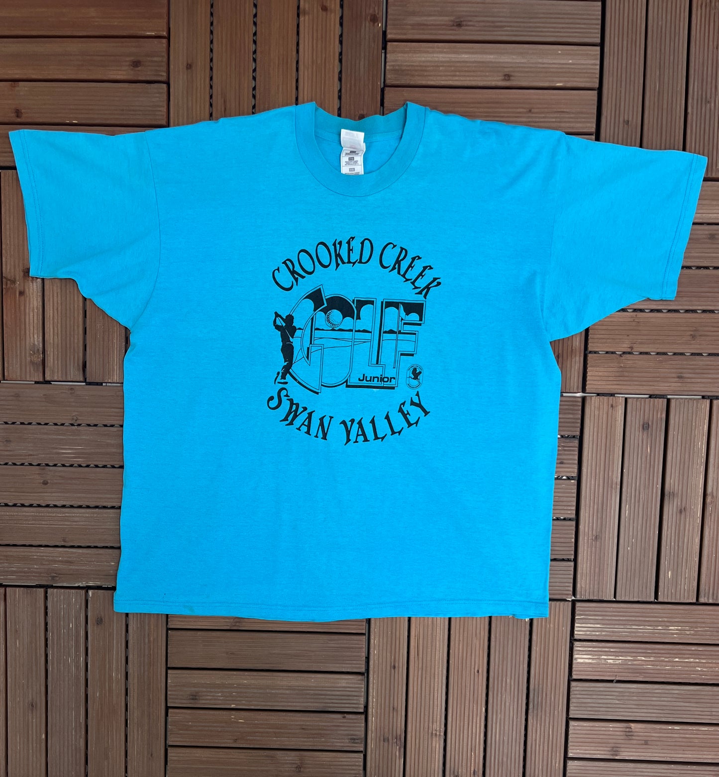 Crooked Creek Swan Valley Graphic Tee | Size XX-Large | Vintage 1990s Golf Blue T-Shirt |