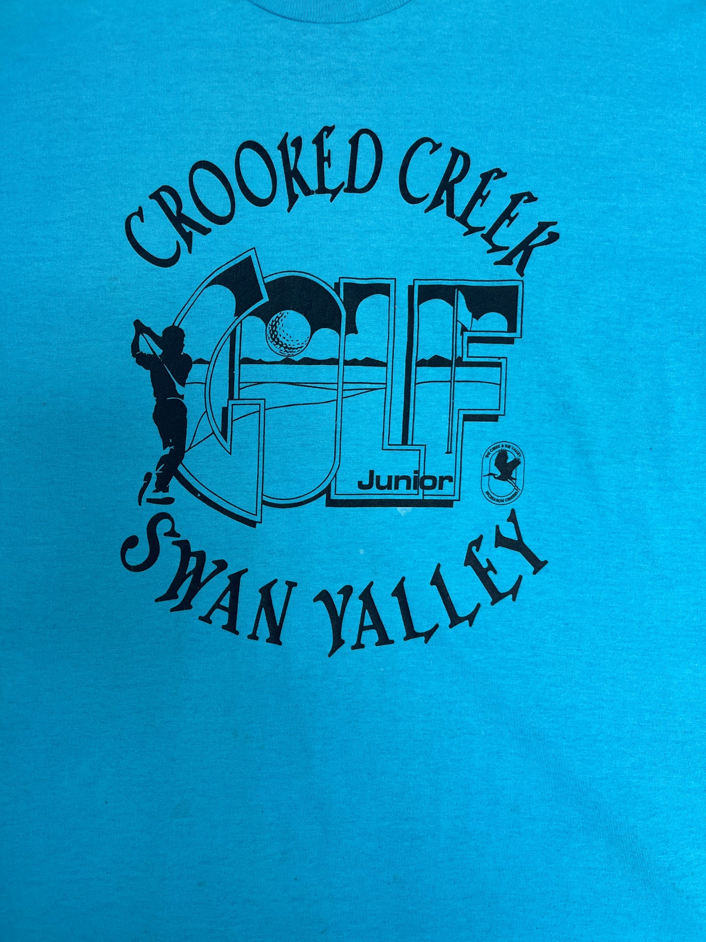 Crooked Creek Swan Valley Graphic Tee | Size XX-Large | Vintage 1990s Golf Blue T-Shirt |