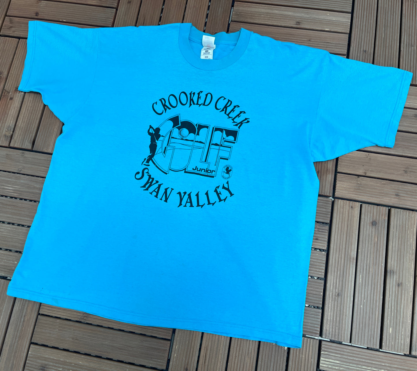 Crooked Creek Swan Valley Graphic Tee | Size XX-Large | Vintage 1990s Golf Blue T-Shirt |