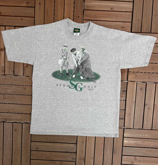 The Three Stooges Golf Graphic Tee | Size X-Large | Vintage 1990s Promotional Comedy Group White T-Shirt | Made in USA |