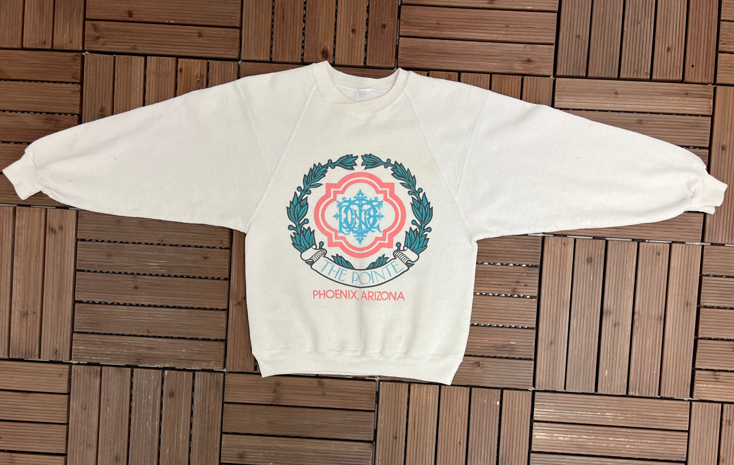 The Pointe Phoenix, Arizona Graphic Crewneck | Size Small | Vintage 1990s Tourist White Sweater |