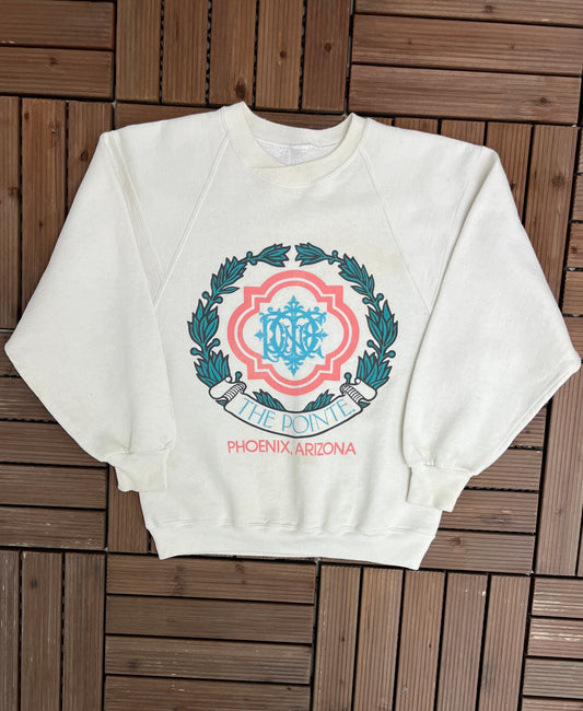 The Pointe Phoenix, Arizona Graphic Crewneck | Size Small | Vintage 1990s Tourist White Sweater |