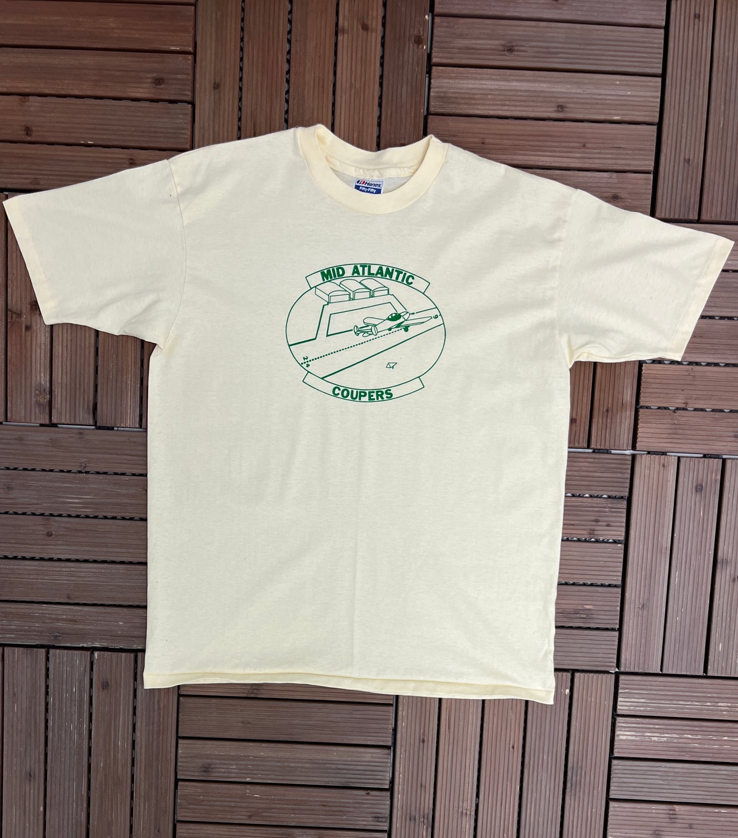 Mid Atlantic Coupers Graphic Tee | Size X-Large | Vintage 1990s Single Stitch Made in USA Yellow T-Shirt |