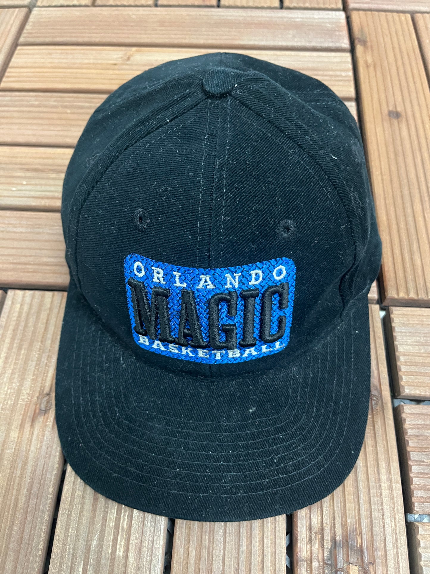 Orlando Magic Embroidered Graphic Hat | Snap Back | Vintage 1990s NBA Basketball Black Cap |