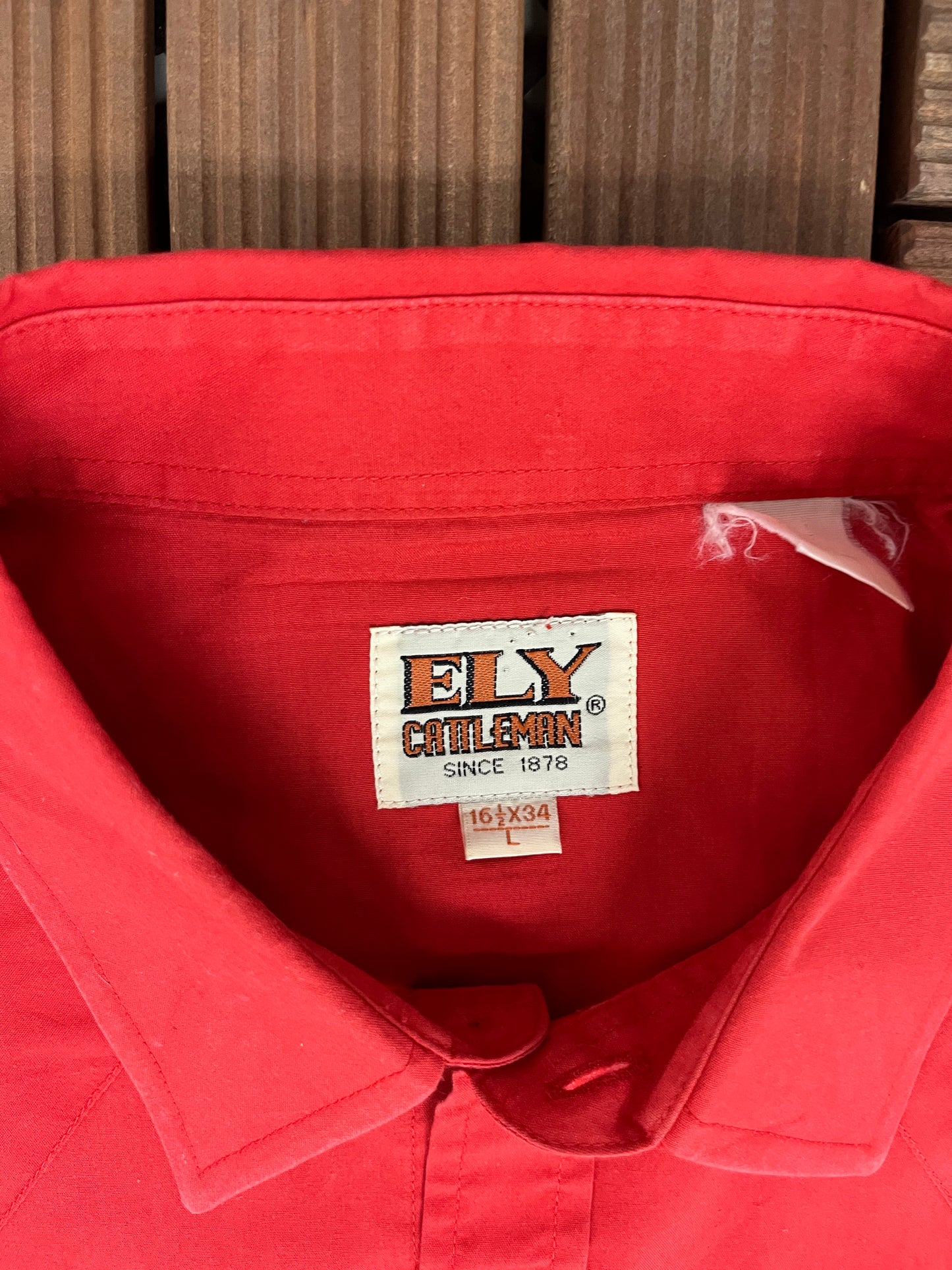 Ely Cattleman Button Down Shirt | Size Large | Vintage 1990s Plain Red Shirt |