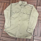 Light Green Military Army Button Down | Size Large | Vintage 1990s Military Green Long Sleeve Shirt |