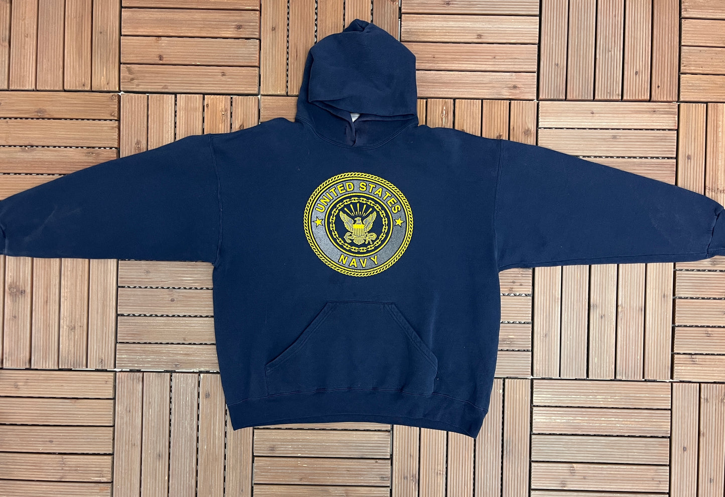 United States of America Navy Sweater | Size X-Large | Vintage 1990s Made in USA Blue Hoodie |