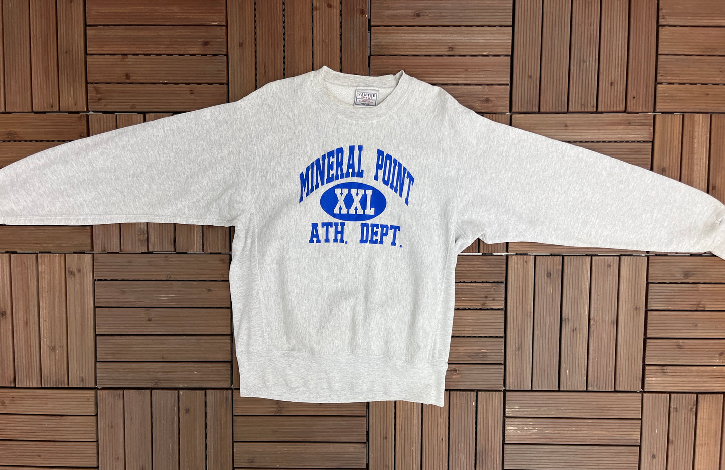 Mineral Point Athletic Dept. Graphic Crewneck | Size Large | Vintage 1990s Heather Grey Sweater | Made in USA | Free Shipping to USA |