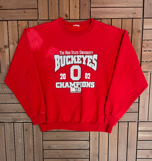 Ohio State Buckeyes Big Ten Champions Graphic Crewneck | Size Large | Vintage 2000s College Red Sweater |