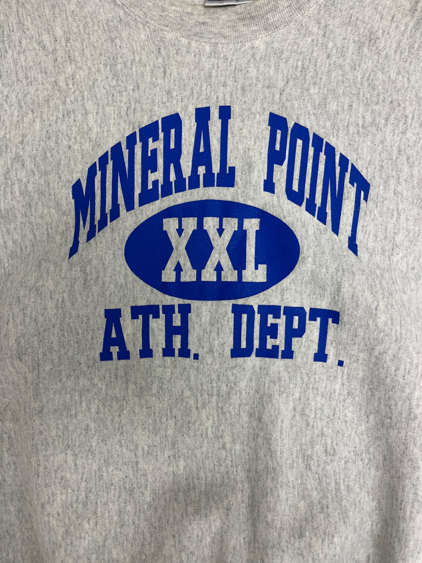 Mineral Point Athletic Dept. Graphic Crewneck | Size Large | Vintage 1990s Heather Grey Sweater | Made in USA | Free Shipping to USA |