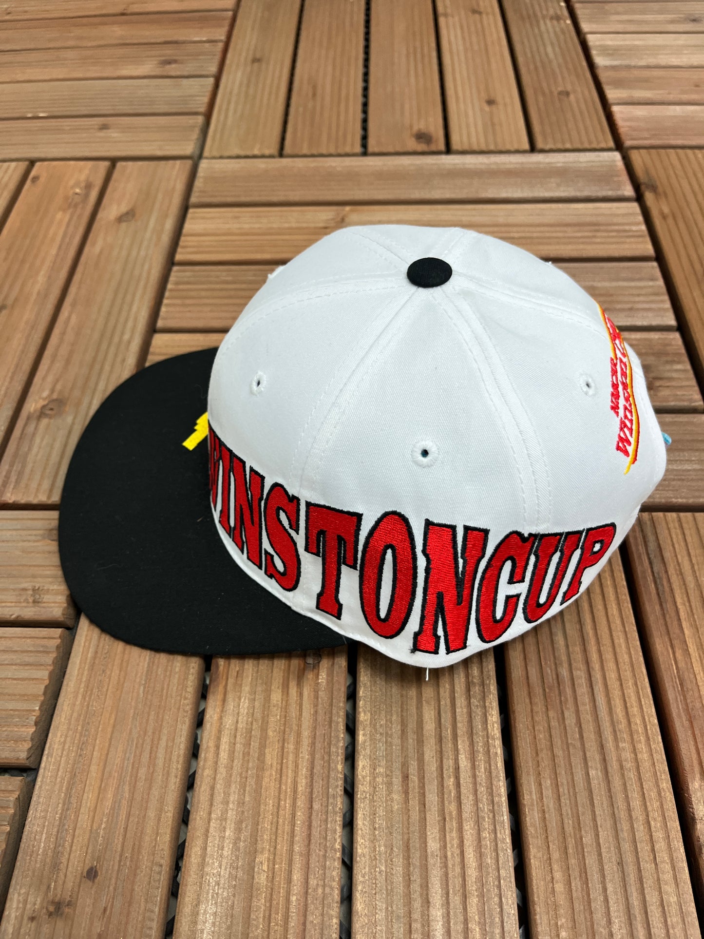 Winston Cup Series Racing Graphic Hat | Snap Back | Vintage 1990s White Colourful NASCAR Cap |