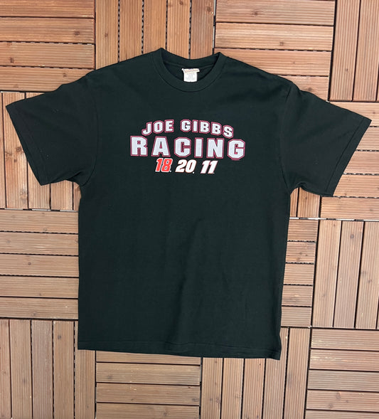 Joe Gibbs Racing NASCAR Graphic Tee | Size Large | Vintage 2000s NASCAR Racing Black T-Shirt | Free Shipping to America |