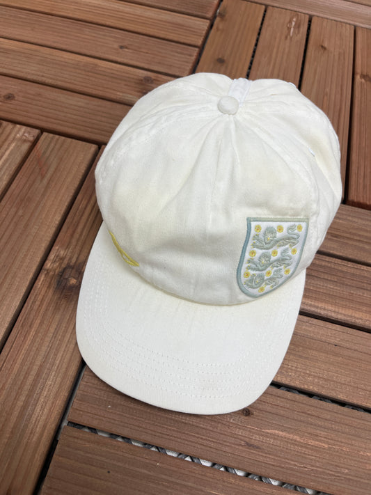 England Soccer Umbro Embroidered Graphic Hat | One Size Fits All | Vintage 1990s Soccer Football White Hat | Free Shipping to USA|