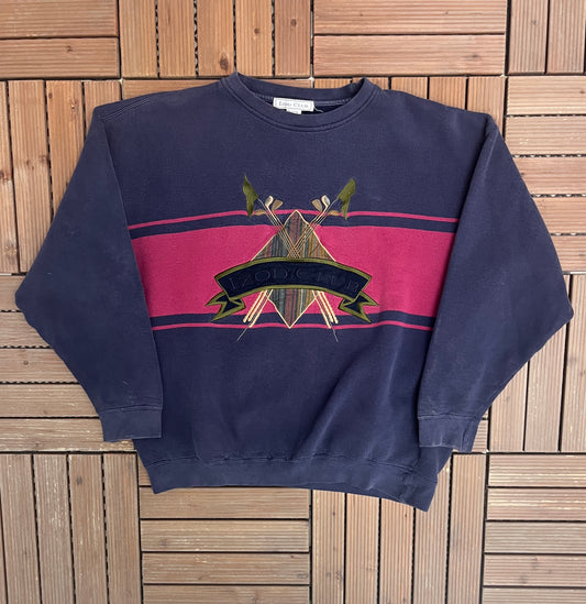 Izod Club Golf Embroidered Graphic Crewneck | Size X-Large | Vintage 1990s Branded Blue Sweater |