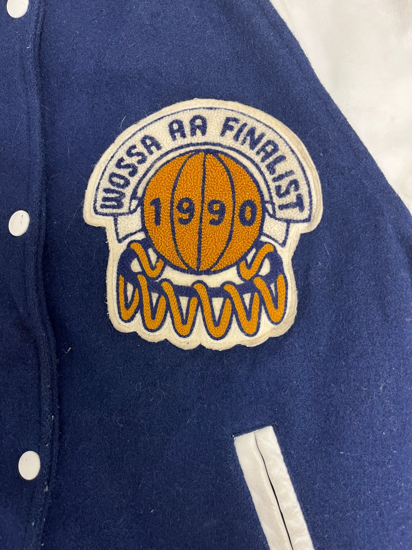 Arthur Voaden Secondary School Vikings Varsity Jacket | Size Medium | Vintage 1990s Varsity Button Up Blue Jacket | Free Shipping to USA |