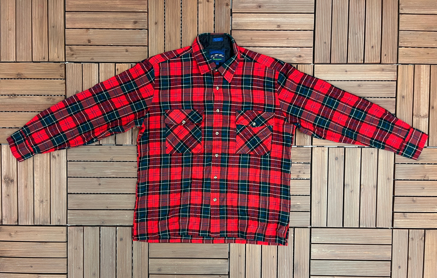 Backpacker Plaid Button Down Shirt | Size Large | Vintage 2000s Red & Green Plaid Button Down Flannel | Free Shipping to USA |