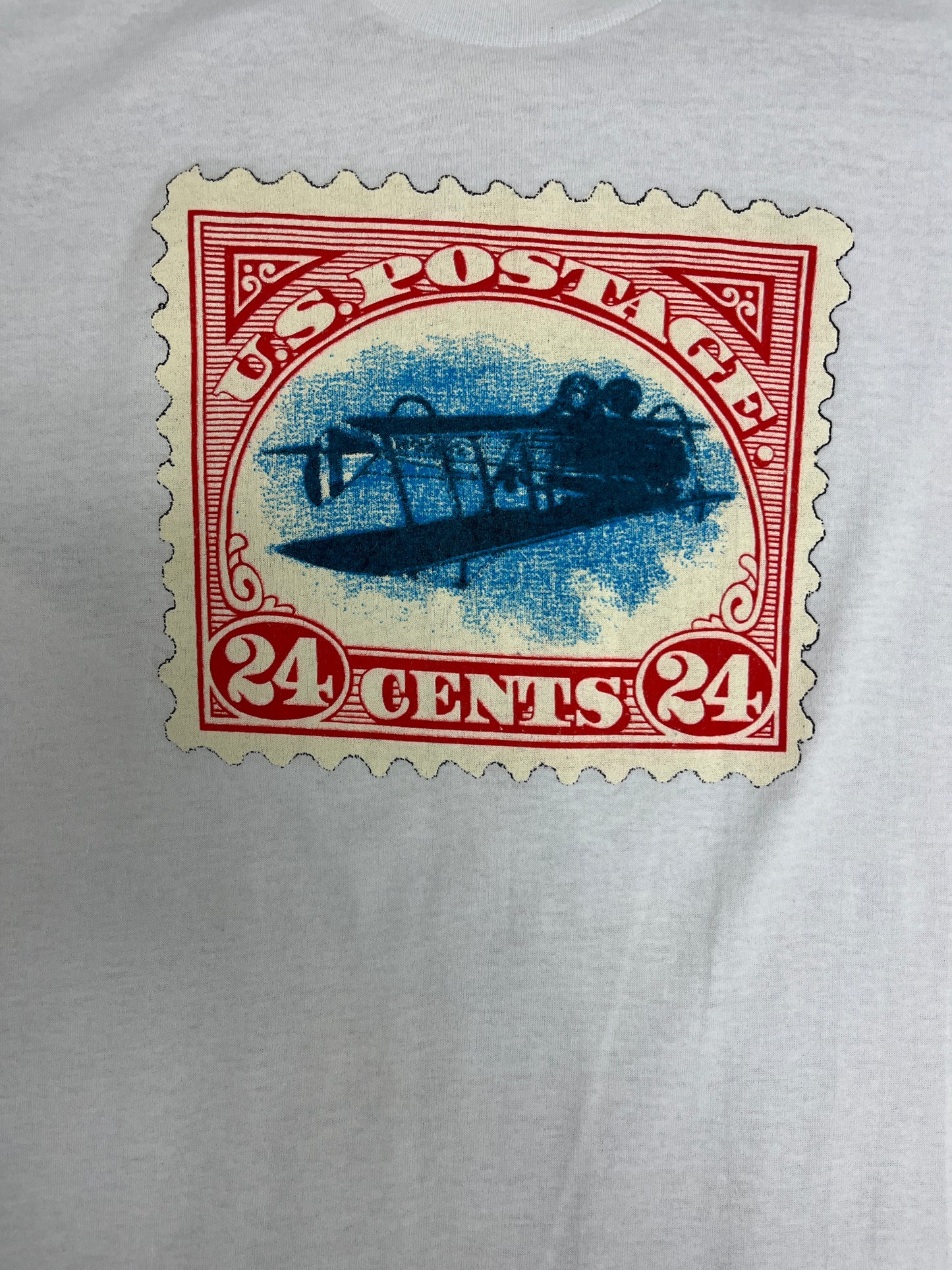 US Postage Stamps Graphic Tee | Size Medium | Vintage 1980s Promotional White T-Shirt |